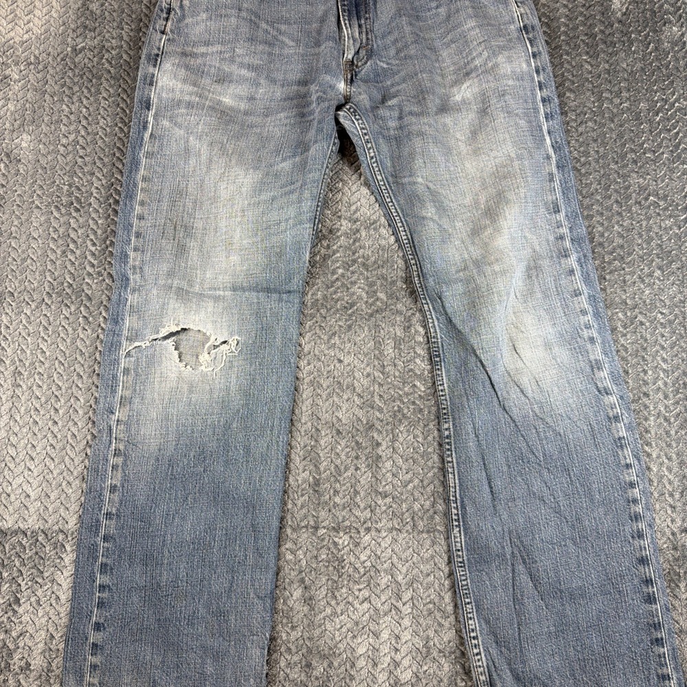 Levis 569 Jeans Mens 34x34 Blue Loose Straight Mid Rise‎ Medium Wash Distressed